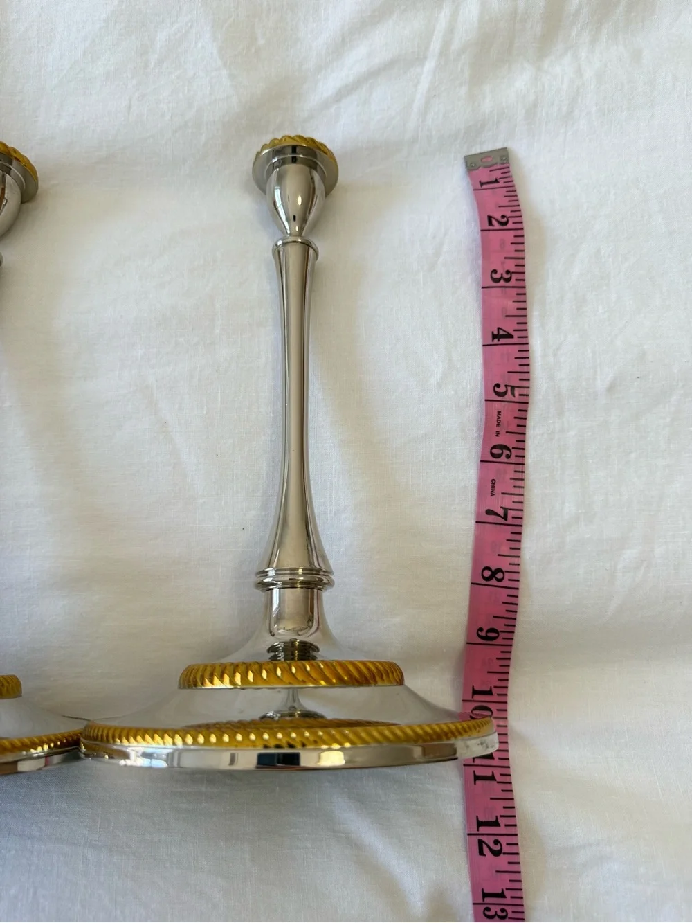 REED & BARTON | 2 Candlesticks Tarnish Resistant Nickle & Gold Tone Classic EUC